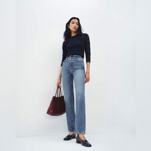 reformation cynthia high relaxed jean in antigua blue cropped